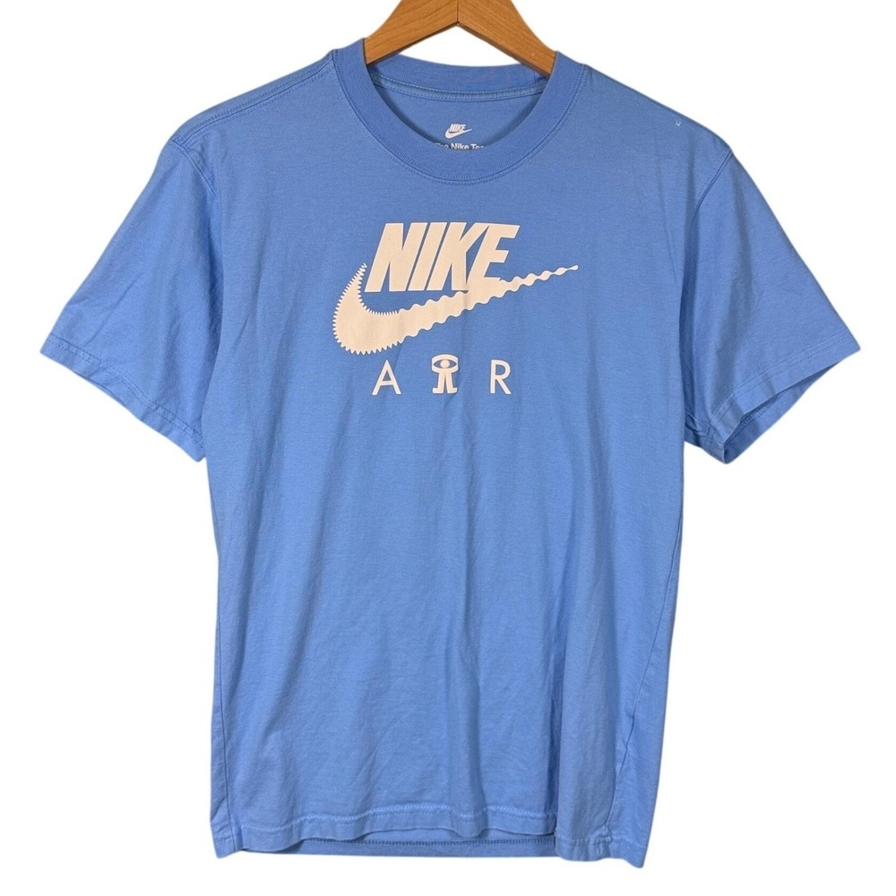 Nike Air Your Sole T-Shirt Mens XS Blue Cotton Wavy Swoosh Graphic Loose Fit Tee